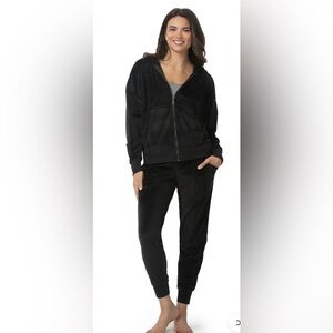 NWT Felina Black Velour Hoodie & Jogger Loungewear Set